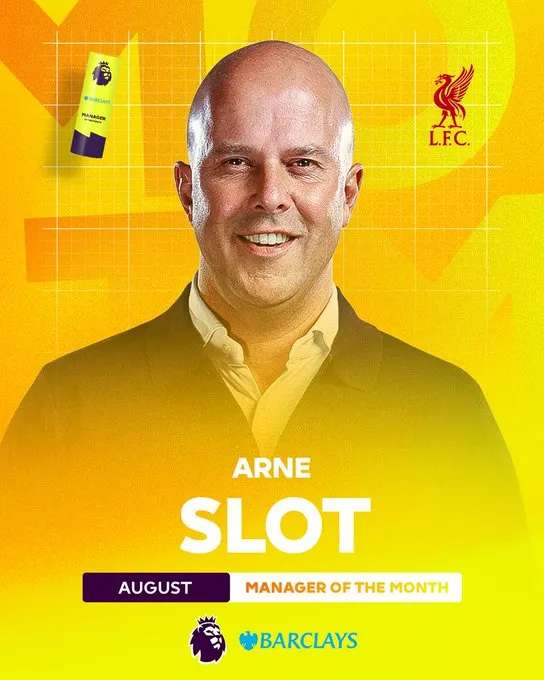 利物浦新帅斯洛特获英超八月最佳荣誉,开局三连胜引领红军强势起航 利物浦新帅斯洛特获英超八月最佳荣誉,开局三连胜引领红军强势起航