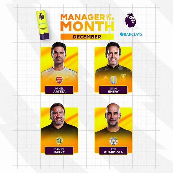 英超12月最佳主帅之争：四大名帅谁将问鼎？